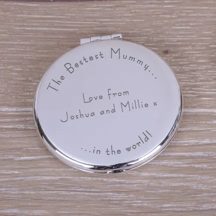 The Bestest Mummy Compact Mirror - Silver Plated