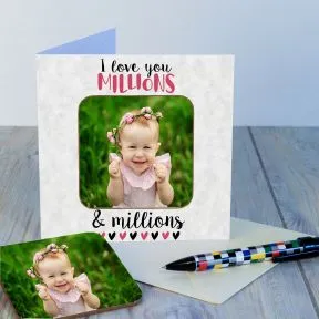 I Love You Millions Photo Upload Coaster Card