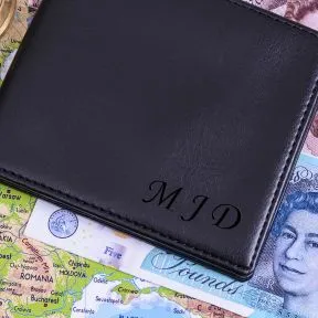 Wallet with Initials - Faux Leather