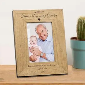 Happy 1st Fathers Day as my Daddy, Grandad etc Wood Picture Frame (6