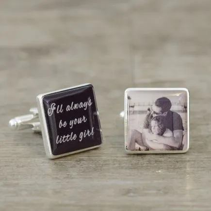 I'll always be your little girl Photo Upload Cufflinks - Silver Finish