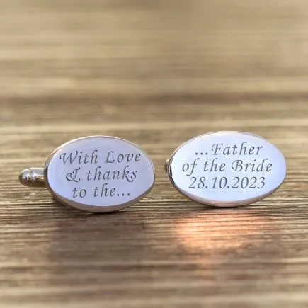 Love & Thanks Father of the Bride Cufflinks - Silver Finish