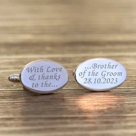 Love & Thanks Brother of the Groom Cufflinks - Silver Finish