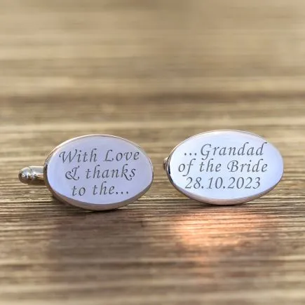 Love & Thanks Grandad of the Bride Cufflinks - Silver Finish