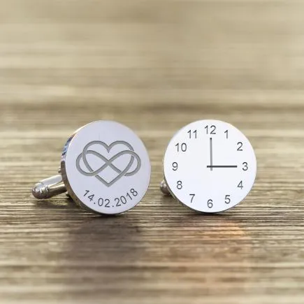 Heart Infinity / Special Time Cufflinks - Silver Finish
