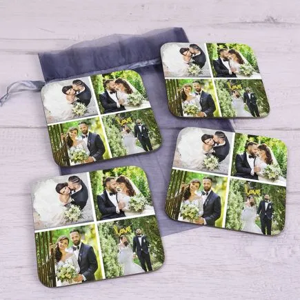 Four Photo Upload Set of 4 Coasters