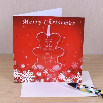 Christmas Card with Teddy Decoration