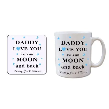 Daddy Love You To The Moon Mug & Coaster Set