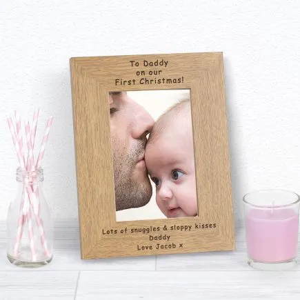 To Daddy On Our First Christmas! Wood Picture Frame (6