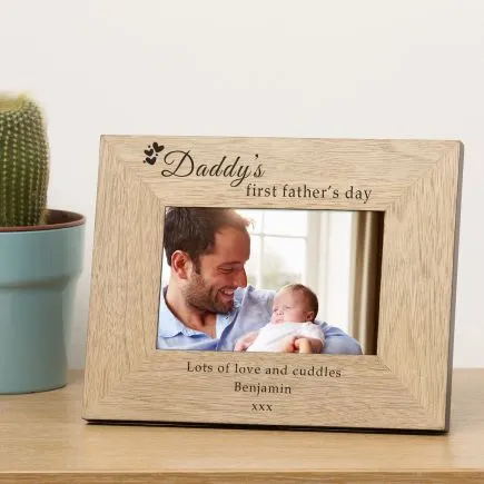Daddy's First Father's Day Wood Picture Frame (6