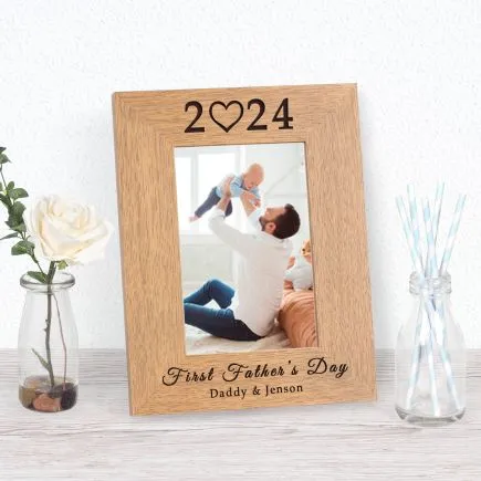 First Father's Day - Year Wood Picture Frame (6