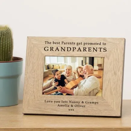 The Best Parents get Promoted to Grandparents Wood Picture Frame (6