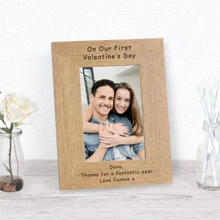 On Our First Valentine's Day Wood Picture Frame (6