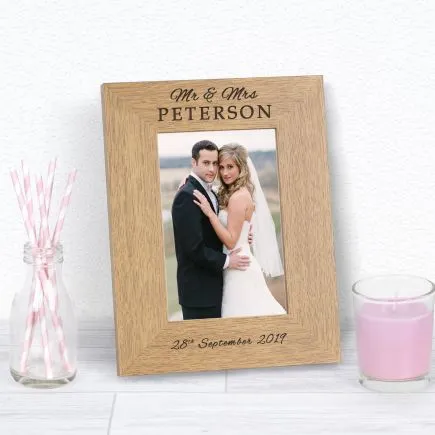 Mr & Mrs Wedding Day Wood Picture Frame (6
