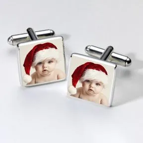 Photo Upload Cufflinks - Silver Finish