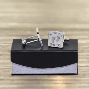 Proud New Daddy Calendar Cufflinks - Silver Finish