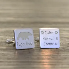 Papa Bear Cufflinks - Silver Finish