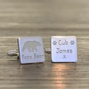Papa Bear Cufflinks - Silver Finish