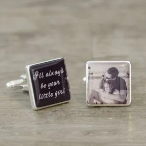 I'll always be your little girl Photo Upload Cufflinks - Silver Finish