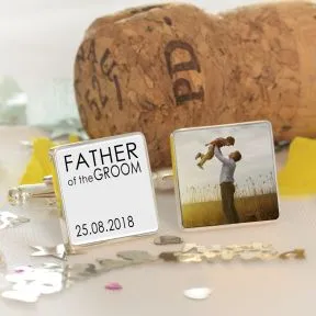 Father of the Bride or Groom Photo Upload Cufflinks - Silver Finish