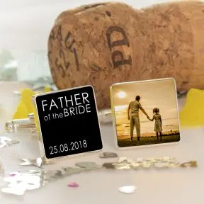 Father of the Bride or Groom Photo Upload Cufflinks - Silver Finish