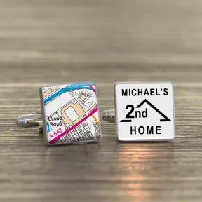 2nd Home Favourite Place Cufflinks - Silver Finish