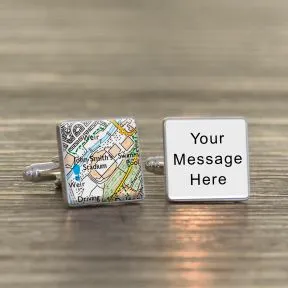 Personalised Favourite Place Cufflinks - Silver Finish