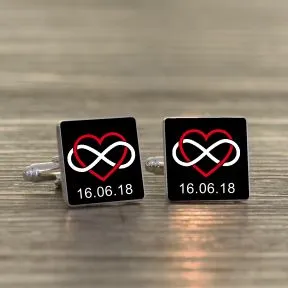 Infinity Design Anniversary Cufflinks - Silver Finish