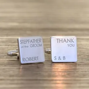Wedding Party Thank You Cufflinks - Silver Finish