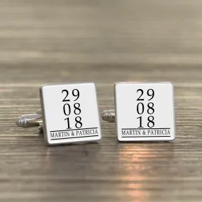 Special Dates & Message Cufflinks - Silver Finish
