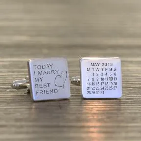 Today I Marry My Best Friend Cufflinks - Silver Finish