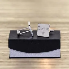 With Love Cufflinks - Silver Finish