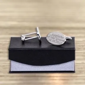 Love & Thanks Stepfather of the Groom Cufflinks - Silver Finish