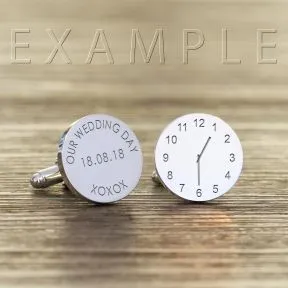 Personalised Any Message / Time Cufflinks - Silver Finish