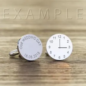 Personalised Any Message / Time Cufflinks - Silver Finish
