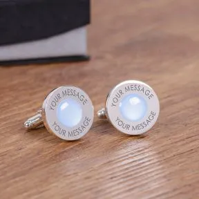 Personalised Coloured Cufflinks - Silver Finish