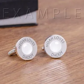 Personalised Coloured Cufflinks - Silver Finish