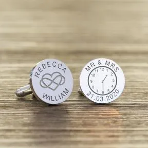 Mr and Mrs Infinity Cufflinks - Silver Finish