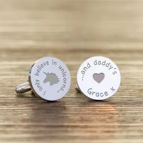 Only believe in Unicorns and Daddy Cufflinks - Silver Finish