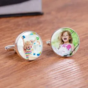 Photo Upload Cufflinks - Silver Finish