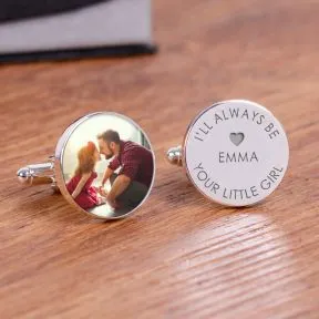 I'll Always be Your Little Girl Photo Upload Cufflinks - Silver Finish