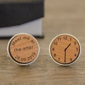Meet me at Altar / Special Time Cufflinks - Cherry Wood