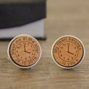 Meet me at the altar / Special Times Cufflinks - Cherry Wood