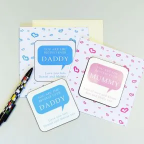 Bestest Mummy / Daddy Coaster Card