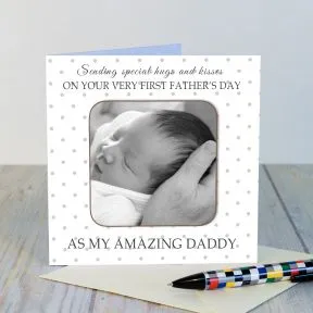 1st Fathers Day Photo Upload Coaster Card
