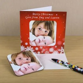 Christmas Photo Upload Coaster Card
