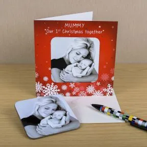 Our 1st Christmas Photo Upload Coaster Card