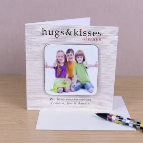 Hugs & Kisses Photo Upload Coaster Card