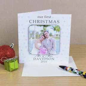 Our First Christmas Photo Upload Coaster Card