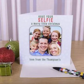 Christmas Selfie Photo Upload Coaster Card
